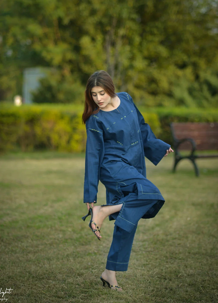 Urban Cut Women Pret Hand work 2 Piece Cotton Textured Co-Ord Set C0228 - Summer Collection