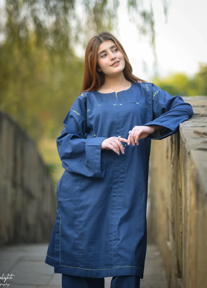 Urban Cut Women Pret Hand work 2 Piece Cotton Textured Co-Ord Set C0228 - Summer Collection