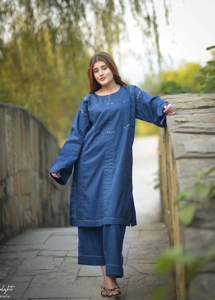 Urban Cut Women Pret Hand work 2 Piece Cotton Textured Co-Ord Set C0228 - Summer Collection