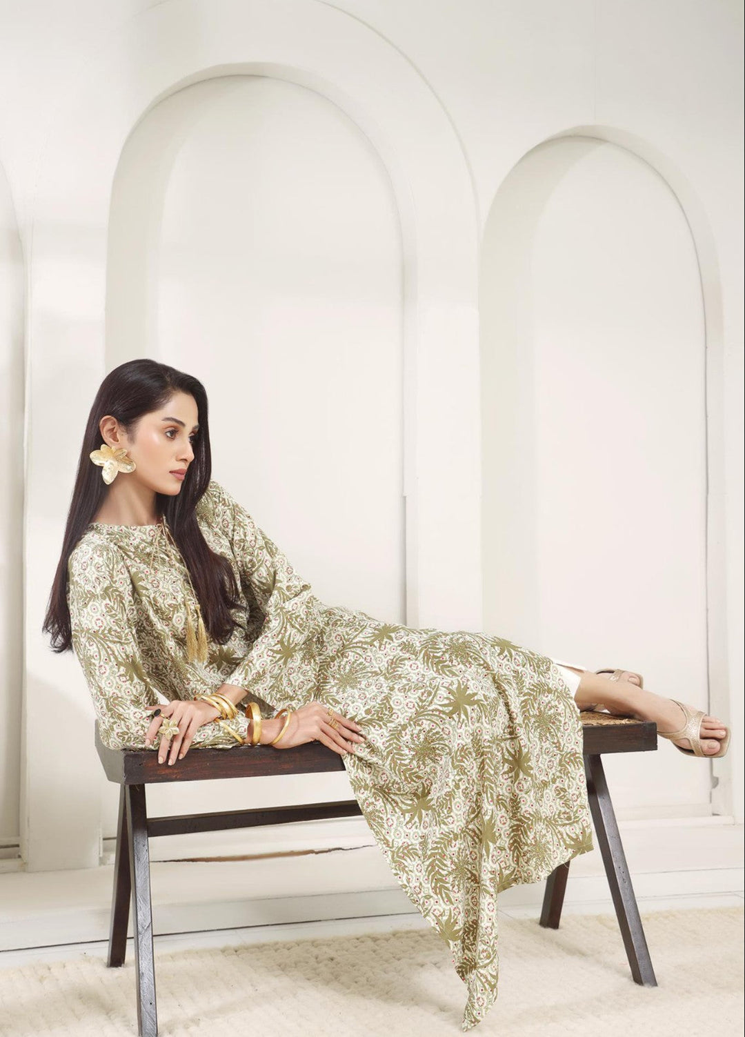 Madiha Gohar Silk Affair Pret Shirt Printed linen Shanghai Leaf - Winter Collection