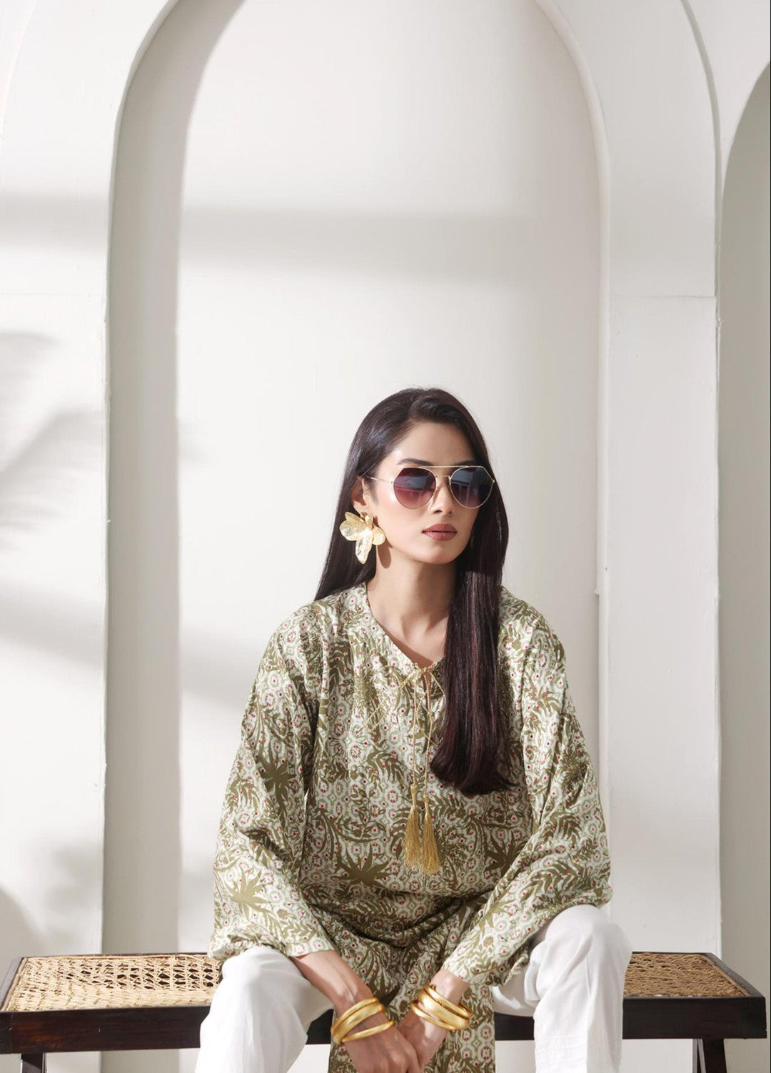 Madiha Gohar Silk Affair Pret Shirt Printed linen Shanghai Leaf - Winter Collection