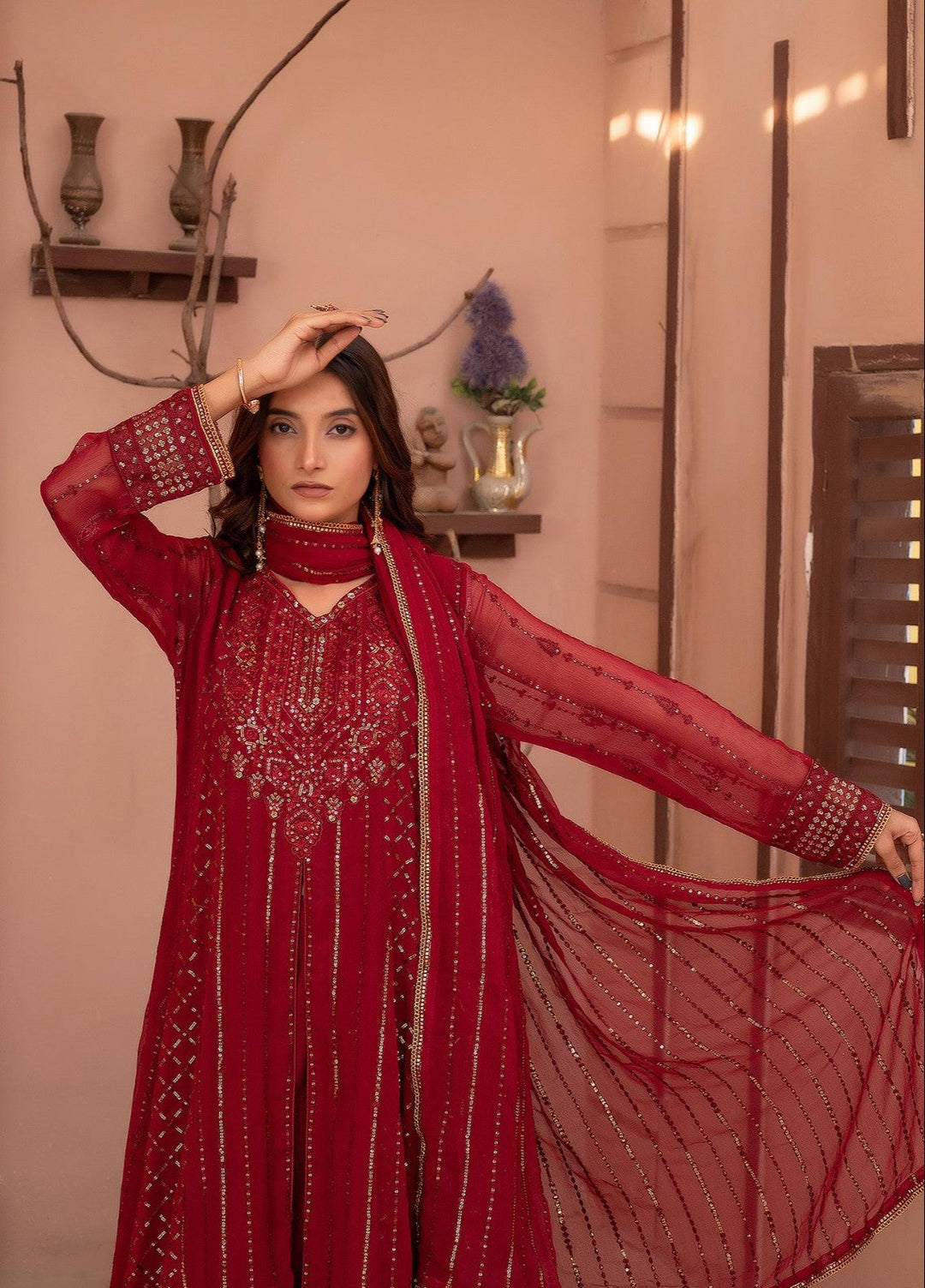 Noor e Mehal by Madiha Gohar Pret Embriodered 3 Piece Chiffon Mah e rukh - Wedding Collection