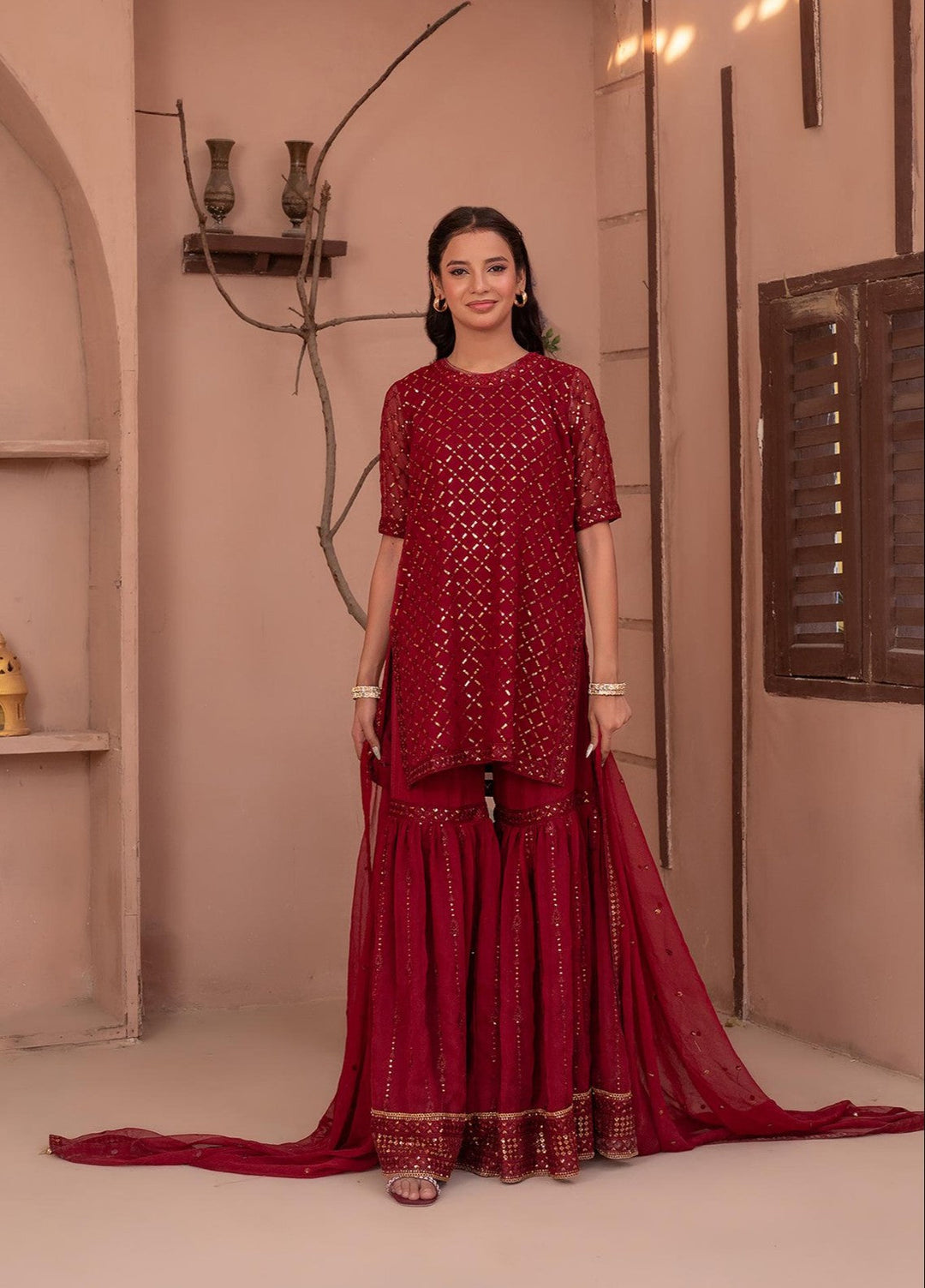 Noor e Mehal by Madiha Gohar Pret Embriodered Gharara Suit 3 Piece Layla e Mehr - Festive Collection