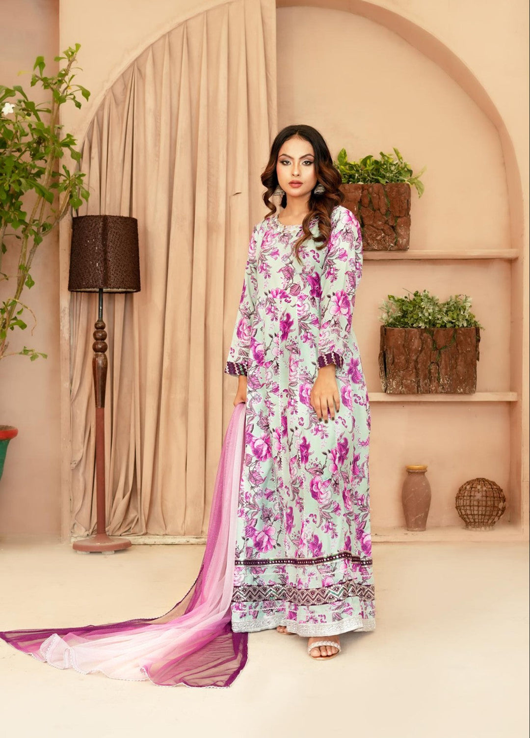 Noor e Mehal by Madiha Gohar Pret Embriodered Preimum 3 Piece Swiss Poly Cotton Kalidar Pishwas Noor e Mah - Festive Collection