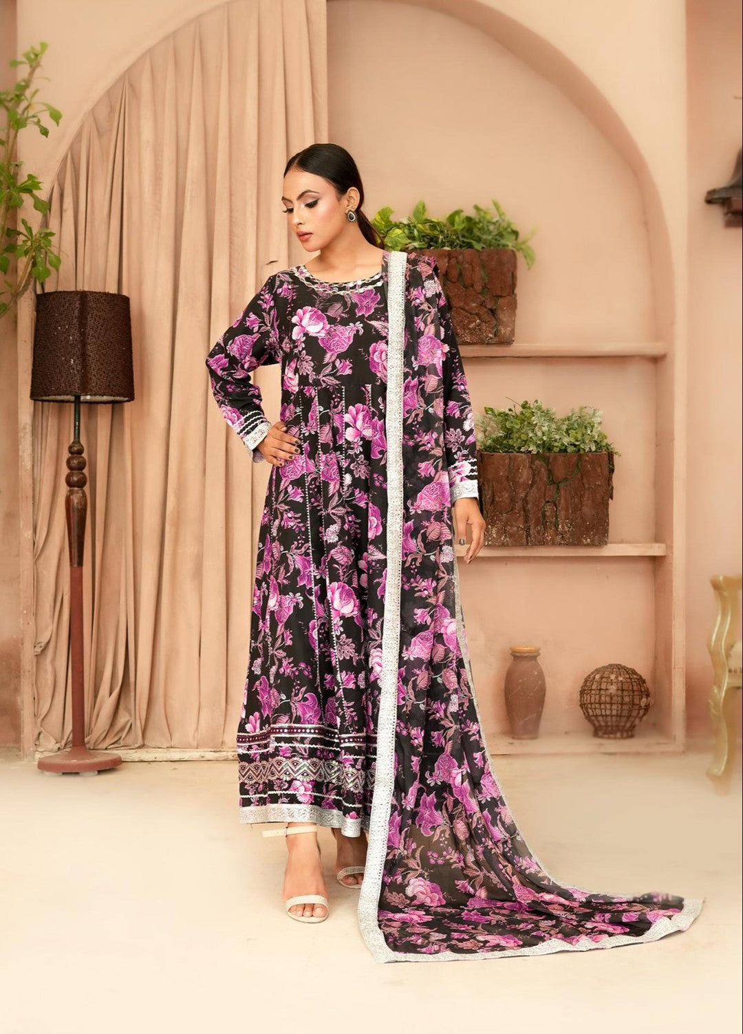 Noor e Mehal by Madiha Gohar Pret Embriodered Preimum 3 Piece Swiss Kalidar Pishwas Noor-e-Gulzar - Festive Collection