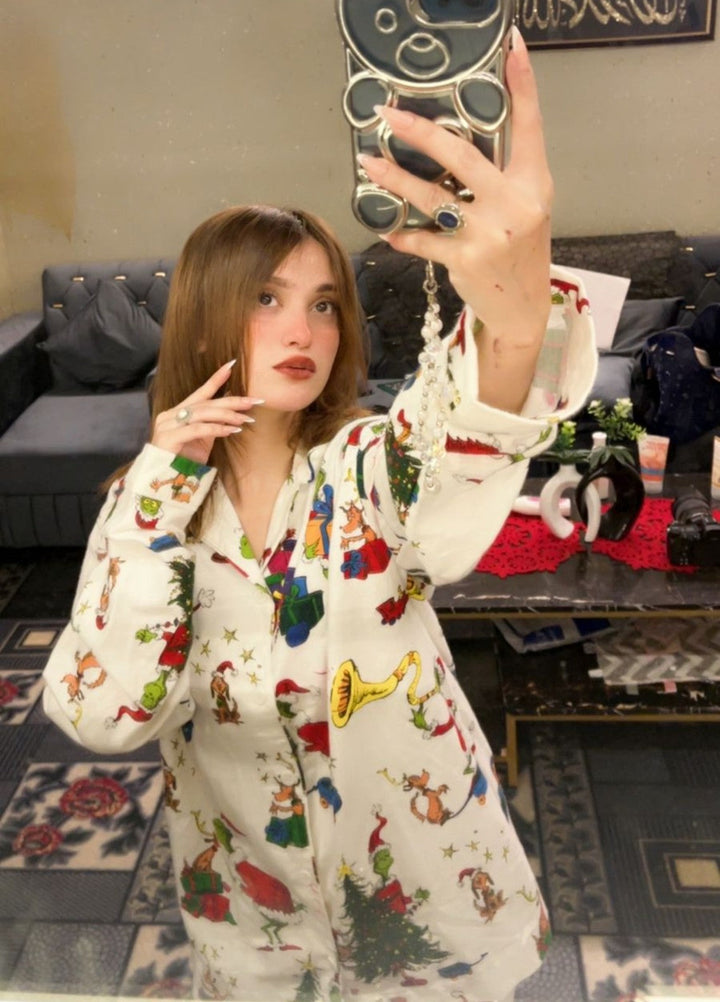 Urban Cut Women Pret 2 Piece Printed Suit Christmas Cartoon Print-P0117 - Winter Collection