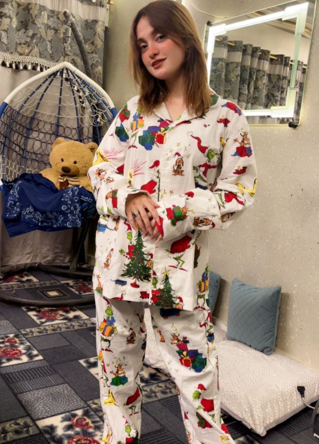 Urban Cut Women Pret 2 Piece Printed Suit Christmas Cartoon Print-P0117 - Winter Collection