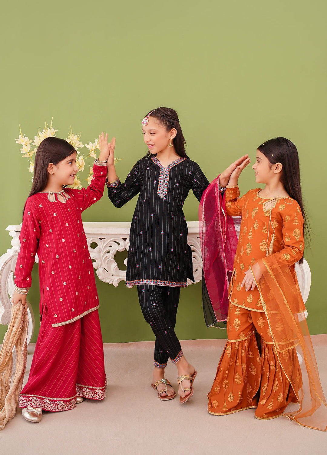 Modest Girl Pret Girls 3 Piece Khaddar Embroidered Black Suit - Winter Collection