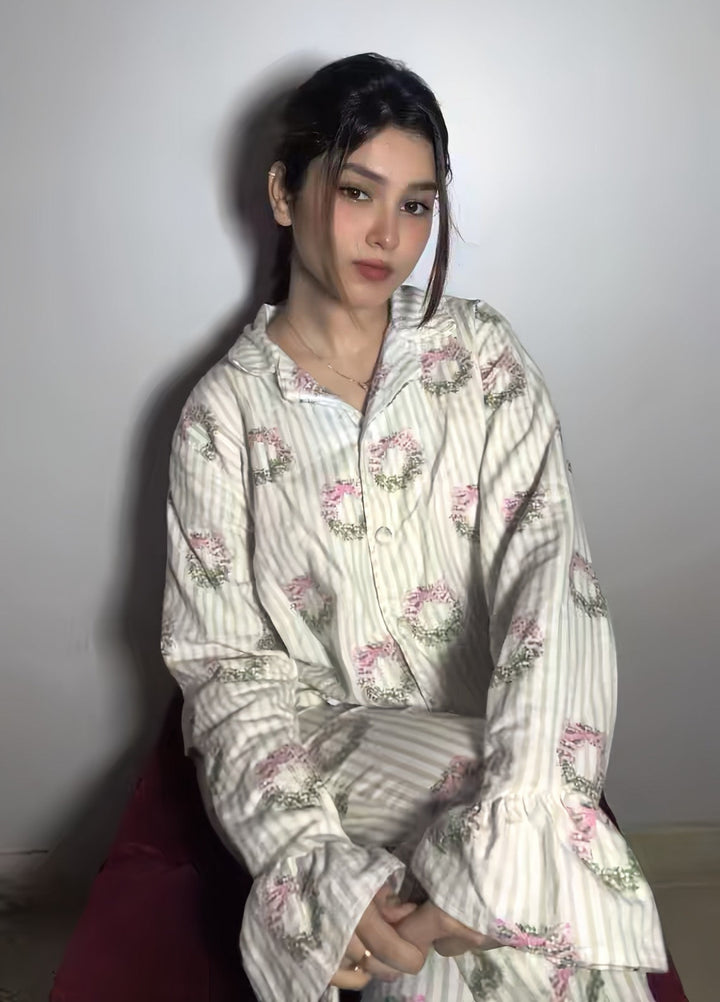 Urban Cut Women Pret 2 Piece Printed Suit Floral Bow Print-P0118 - Winter Collection