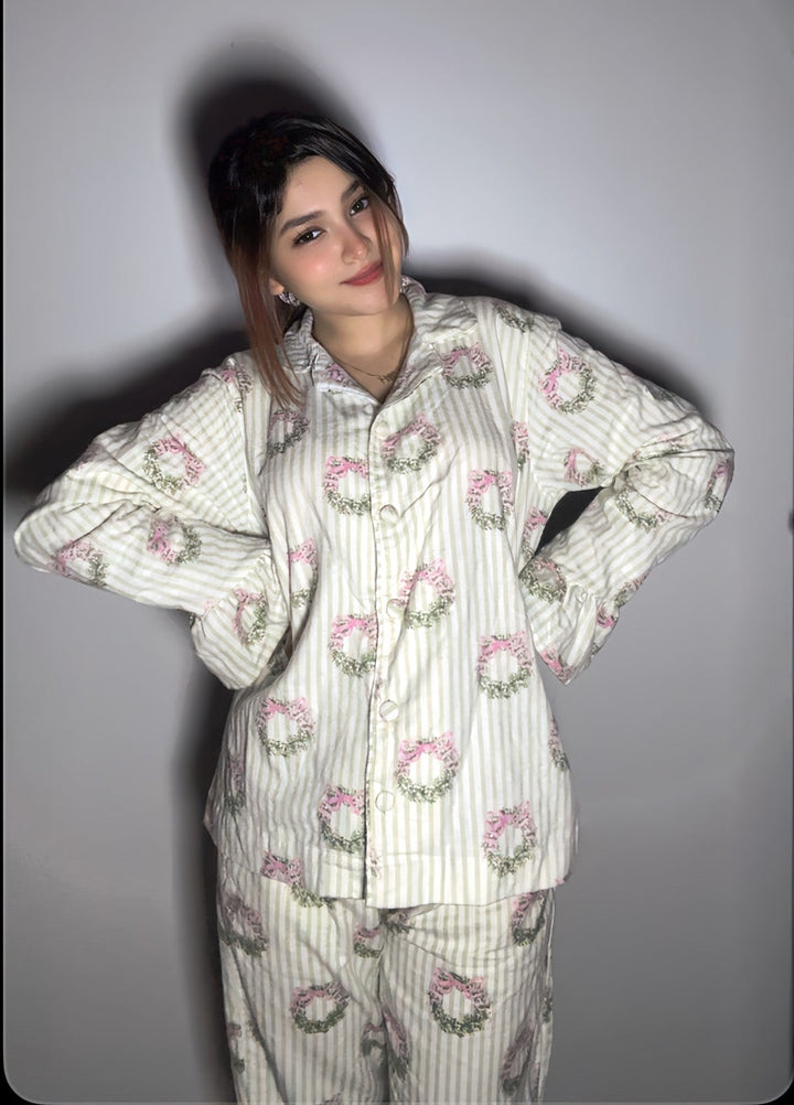 Urban Cut Women Pret 2 Piece Printed Suit Floral Bow Print-P0118 - Winter Collection