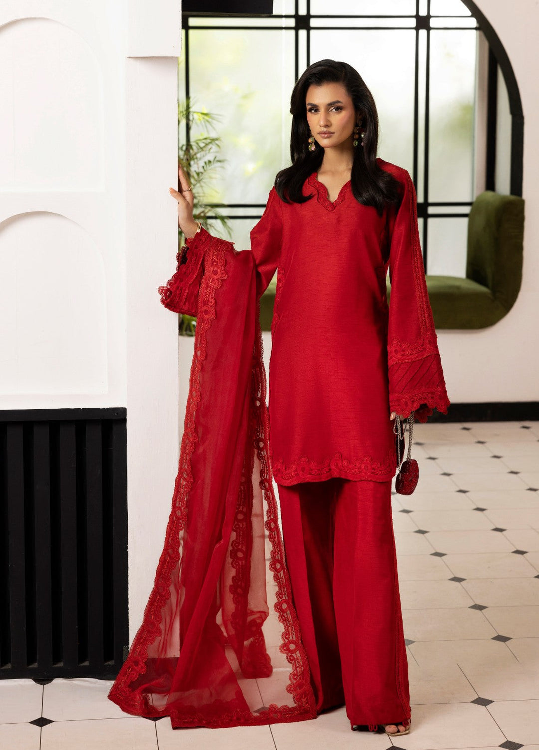 Silk Mode by Tessa Women Pret 3 Piece Raw Silk Rosa - Festive Collection