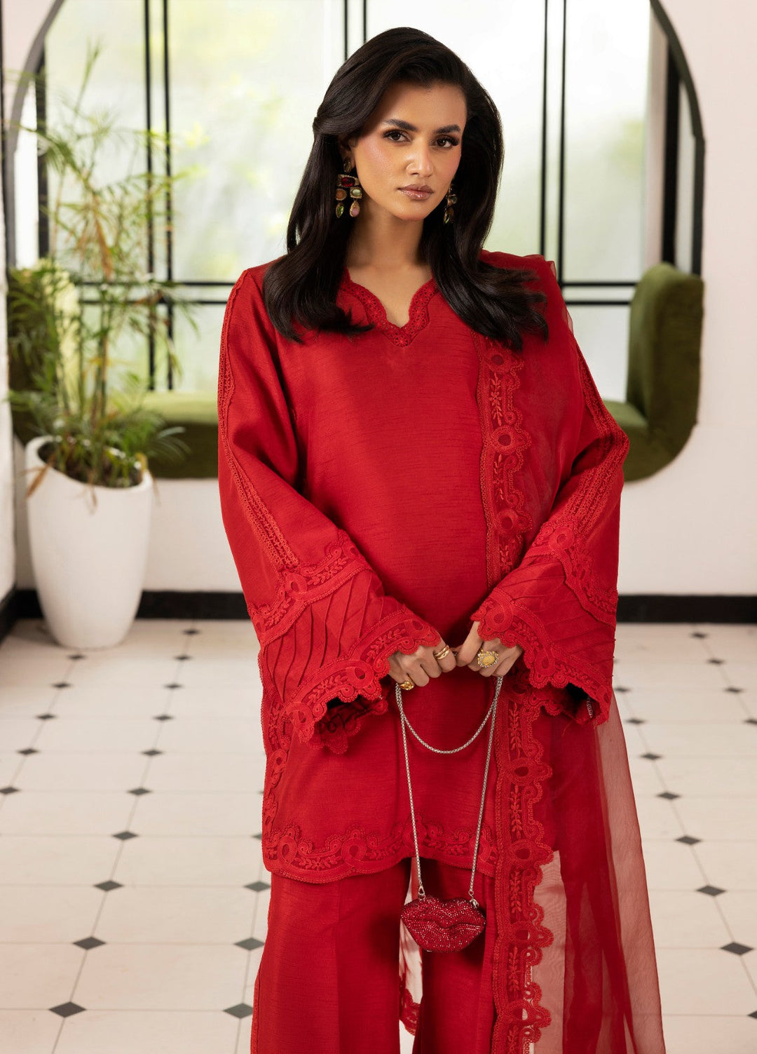Silk Mode by Tessa Women Pret 3 Piece Raw Silk Rosa - Festive Collection