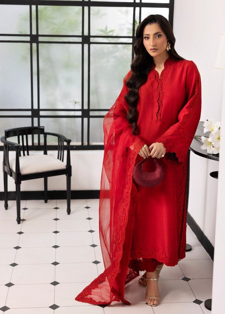 Silk Mode by Tessa Women Pret 3 Piece Raw Silk Bloodestone - Festive Collection