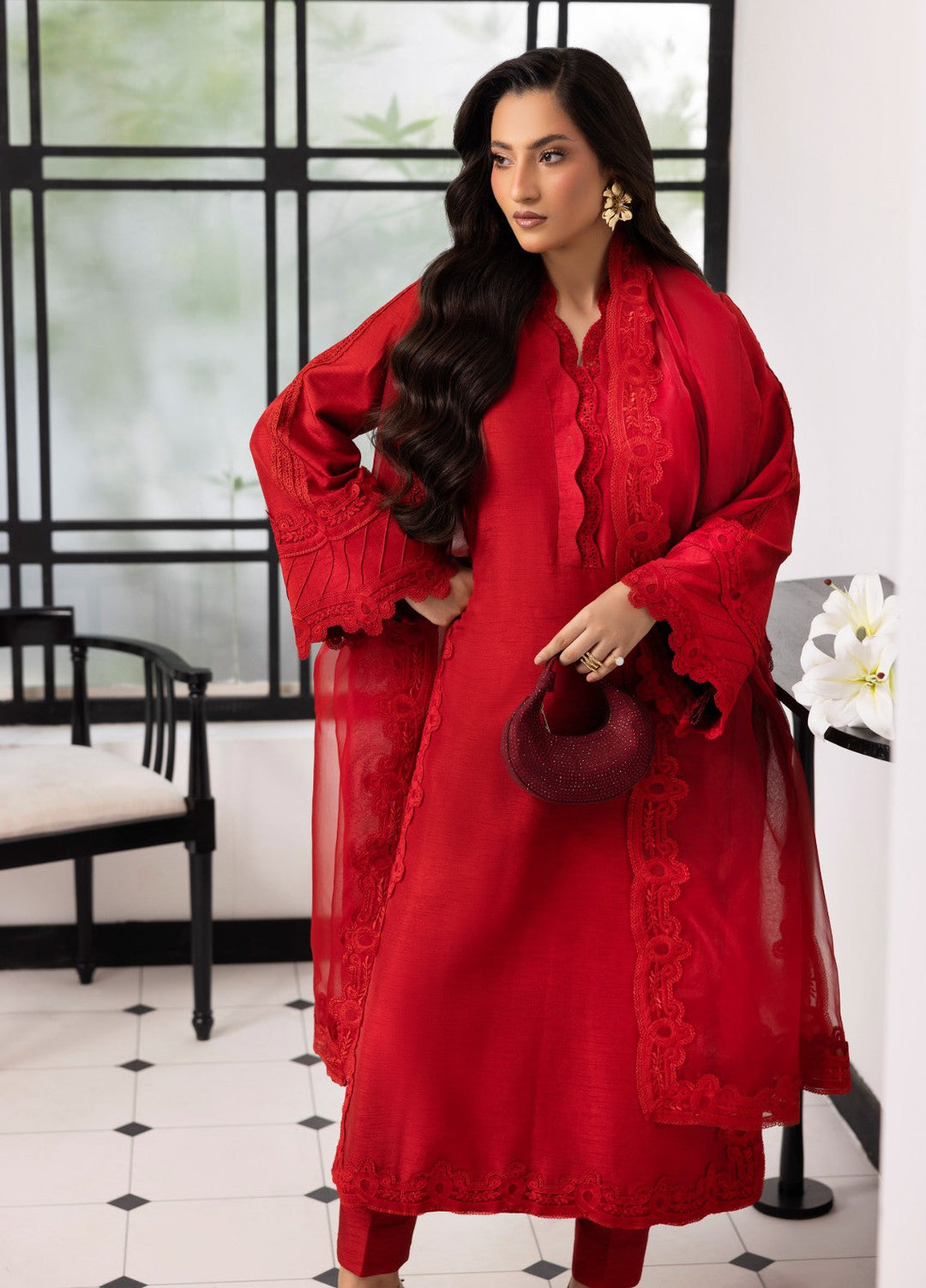 Silk Mode by Tessa Women Pret 3 Piece Raw Silk Bloodestone - Festive Collection