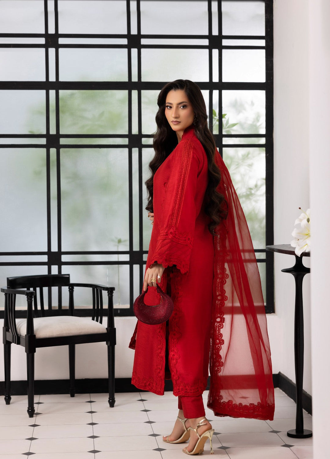 Silk Mode by Tessa Women Pret 3 Piece Raw Silk Bloodestone - Festive Collection