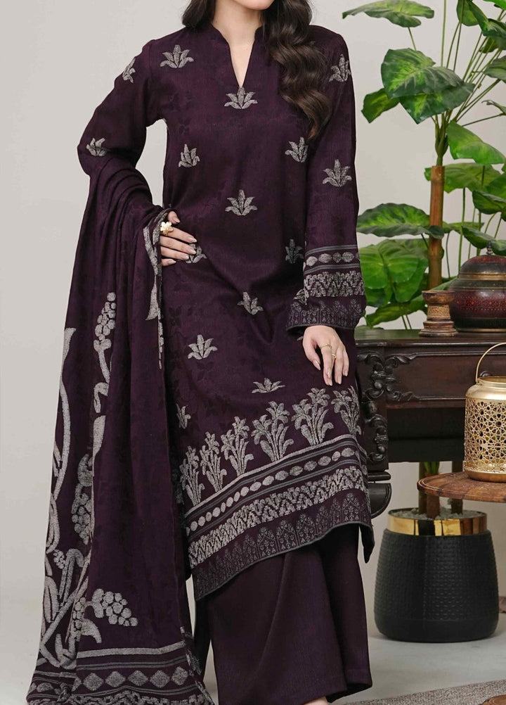 Narmin by Narkins Ophelia Unstitched Velvet Jacquard 3 Piece Embossed Plum-3199 - Winter Collection