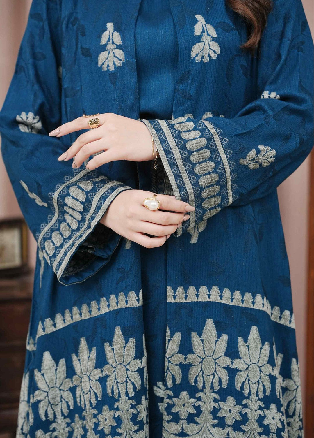 Narmin by Narkins Ophelia Unstitched Velvet Jacquard 3 Piece Embossed Teal-3195 - Winter Collection