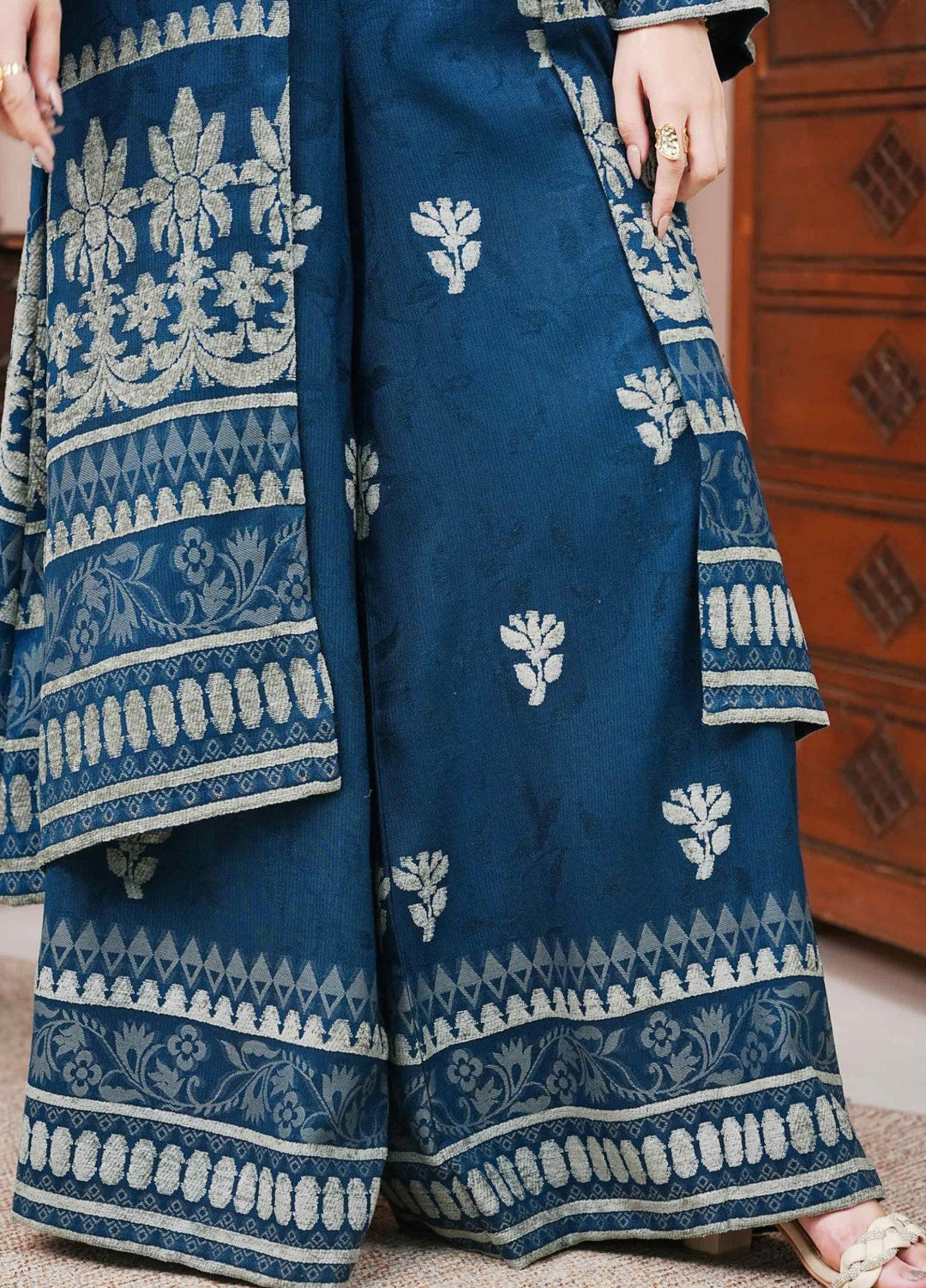 Narmin by Narkins Ophelia Unstitched Velvet Jacquard 3 Piece Embossed Teal-3195 - Winter Collection