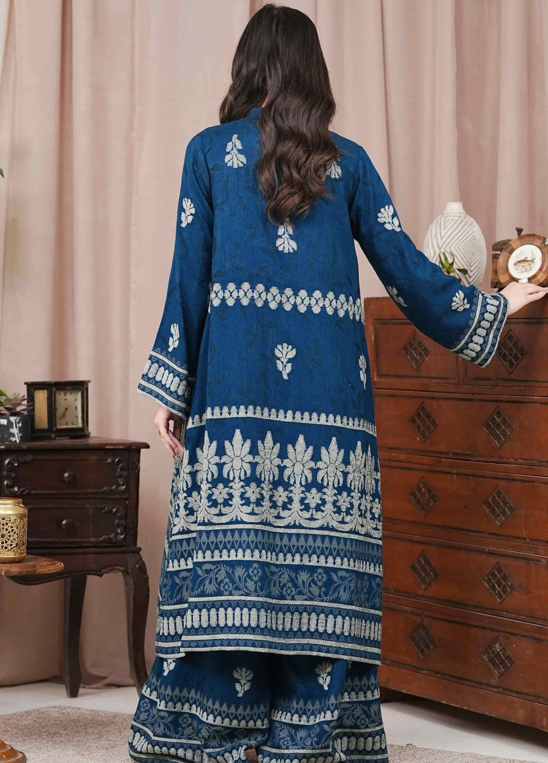 Narmin by Narkins Ophelia Unstitched Velvet Jacquard 3 Piece Embossed Teal-3195 - Winter Collection