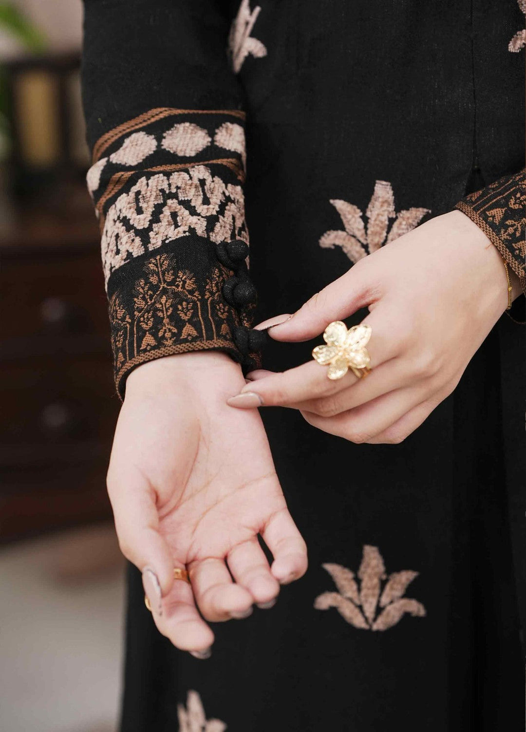 Narmin by Narkins Ophelia Unstitched Velvet Jacquard 3 Piece Embossed Noir-3196 - Winter Collection