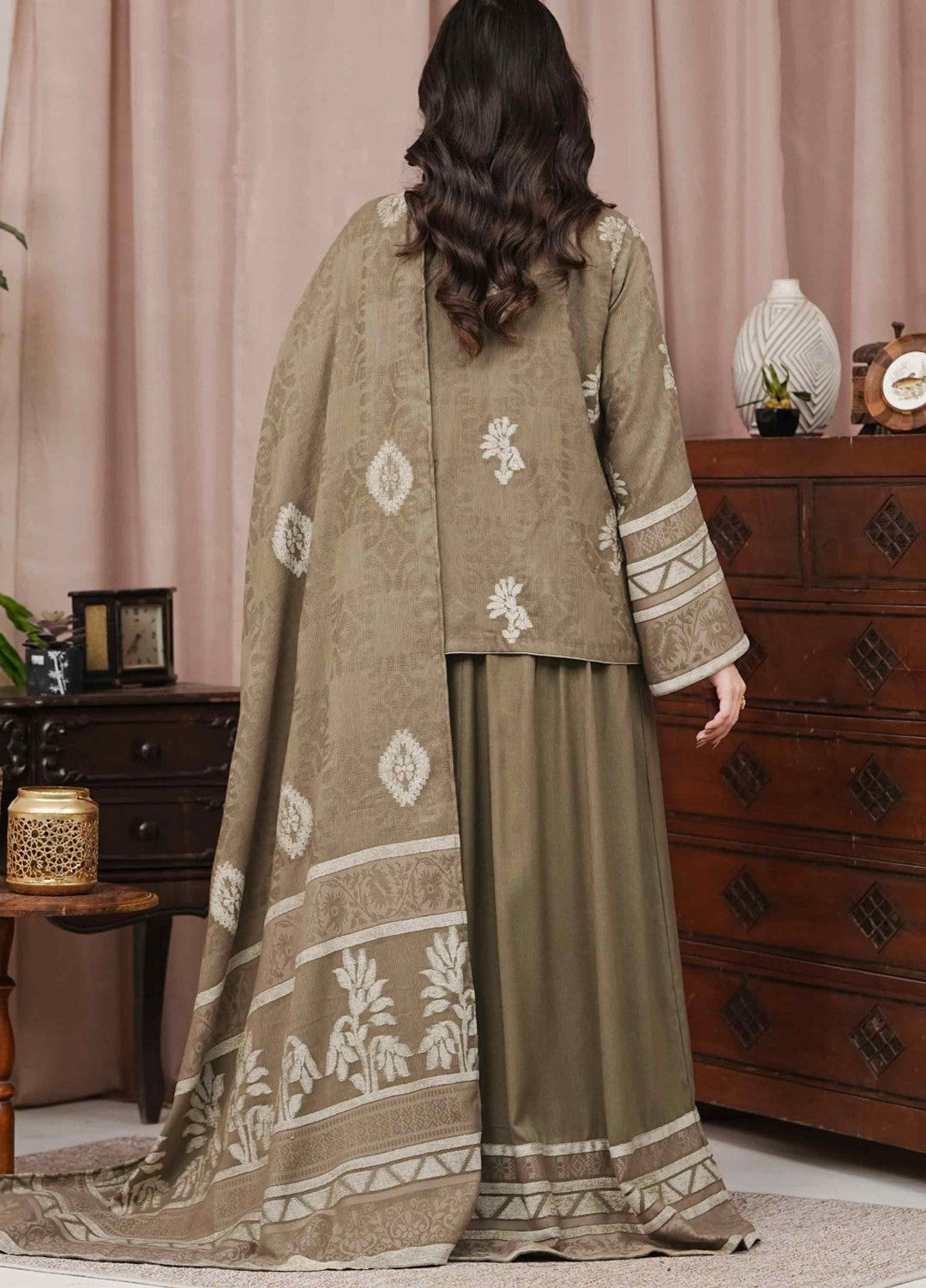 Narmin by Narkins Ophelia Unstitched Velvet Jacquard 3 Piece Embossed Tan-3194 - Winter Collection