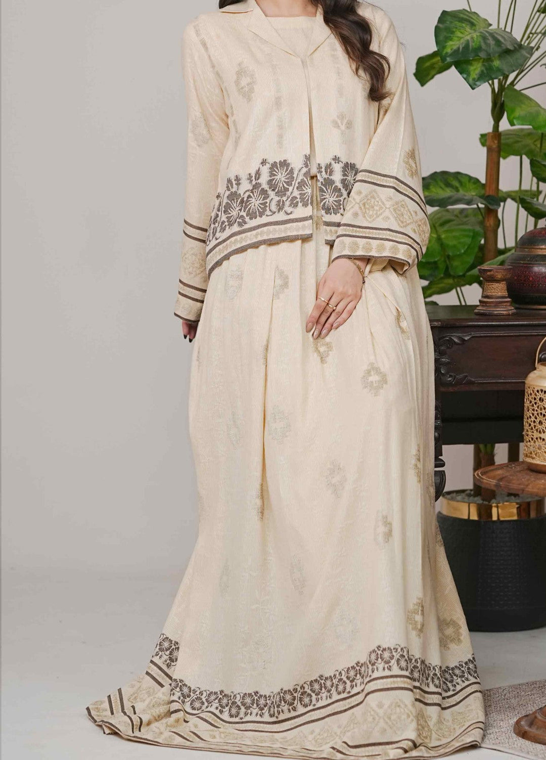 Narmin by Narkins Ophelia Unstitched Velvet Jacquard 3 Piece Embossed Butter-3193 - Winter Collection