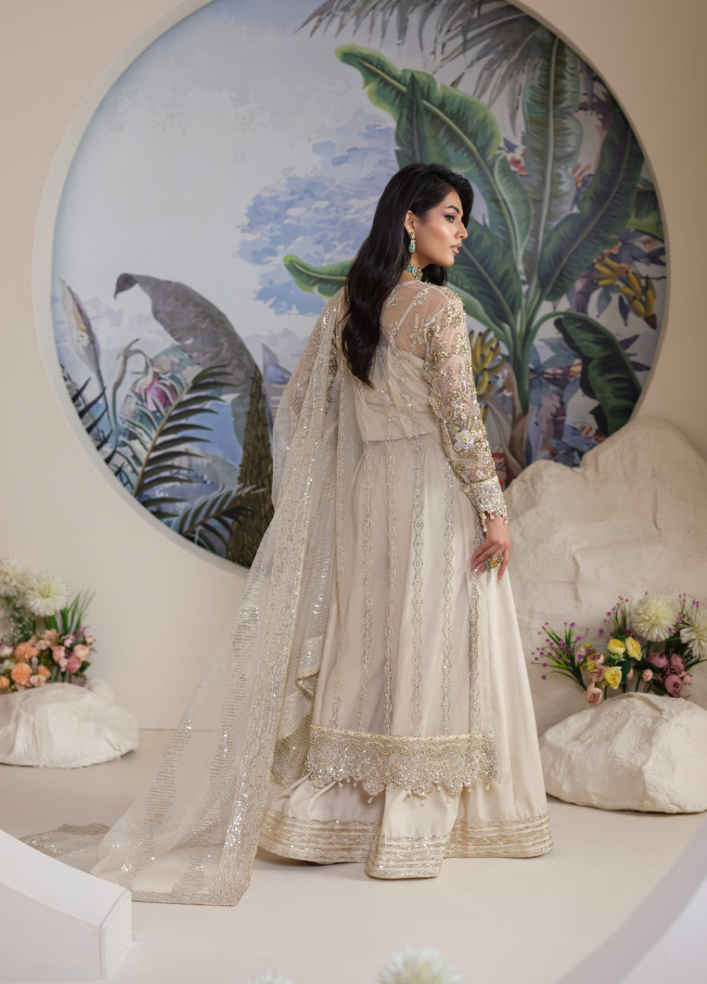Naqash e Naaz by Waresha 3 Piece Hand work Net WB-01 NOOR - Formals Collection