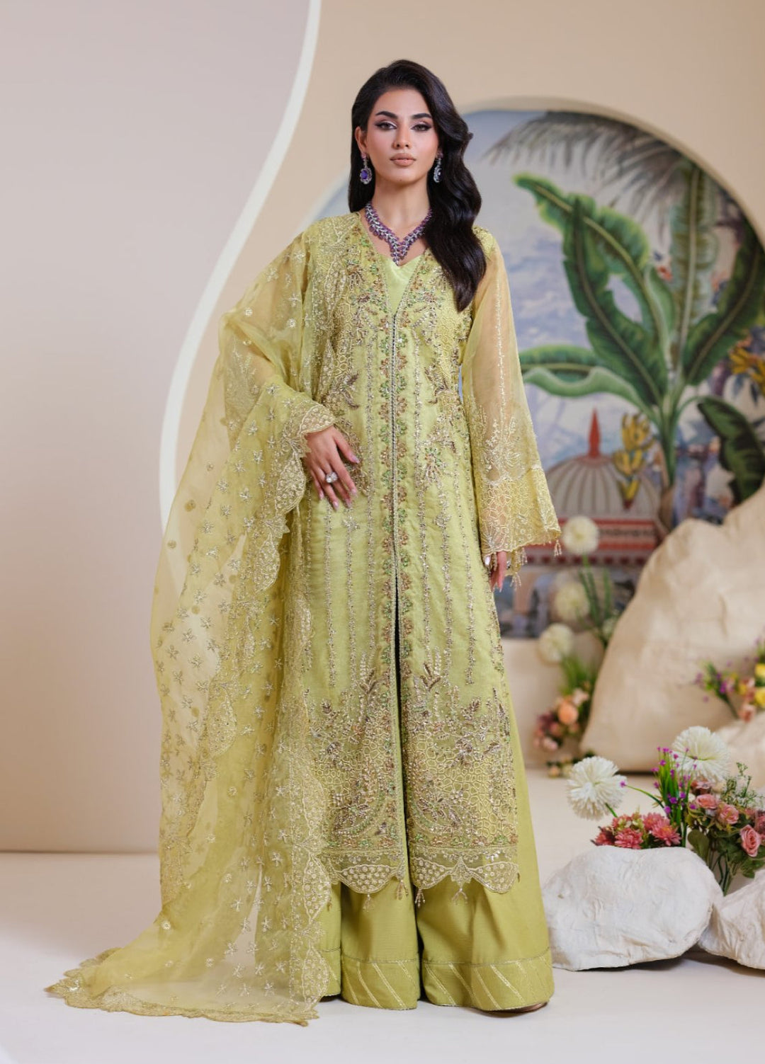 Naqash e Naaz by Waresha 3 Piece Hand work Net WB-03 BAHAAR - Formals Collection