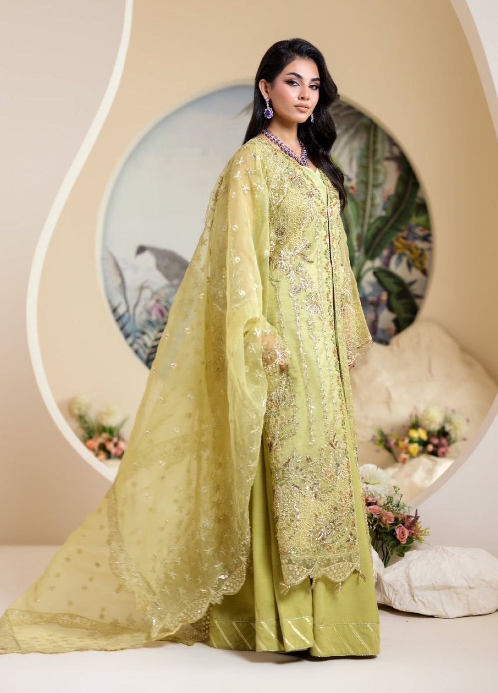 Naqash e Naaz by Waresha 3 Piece Hand work Net WB-03 BAHAAR - Formals Collection