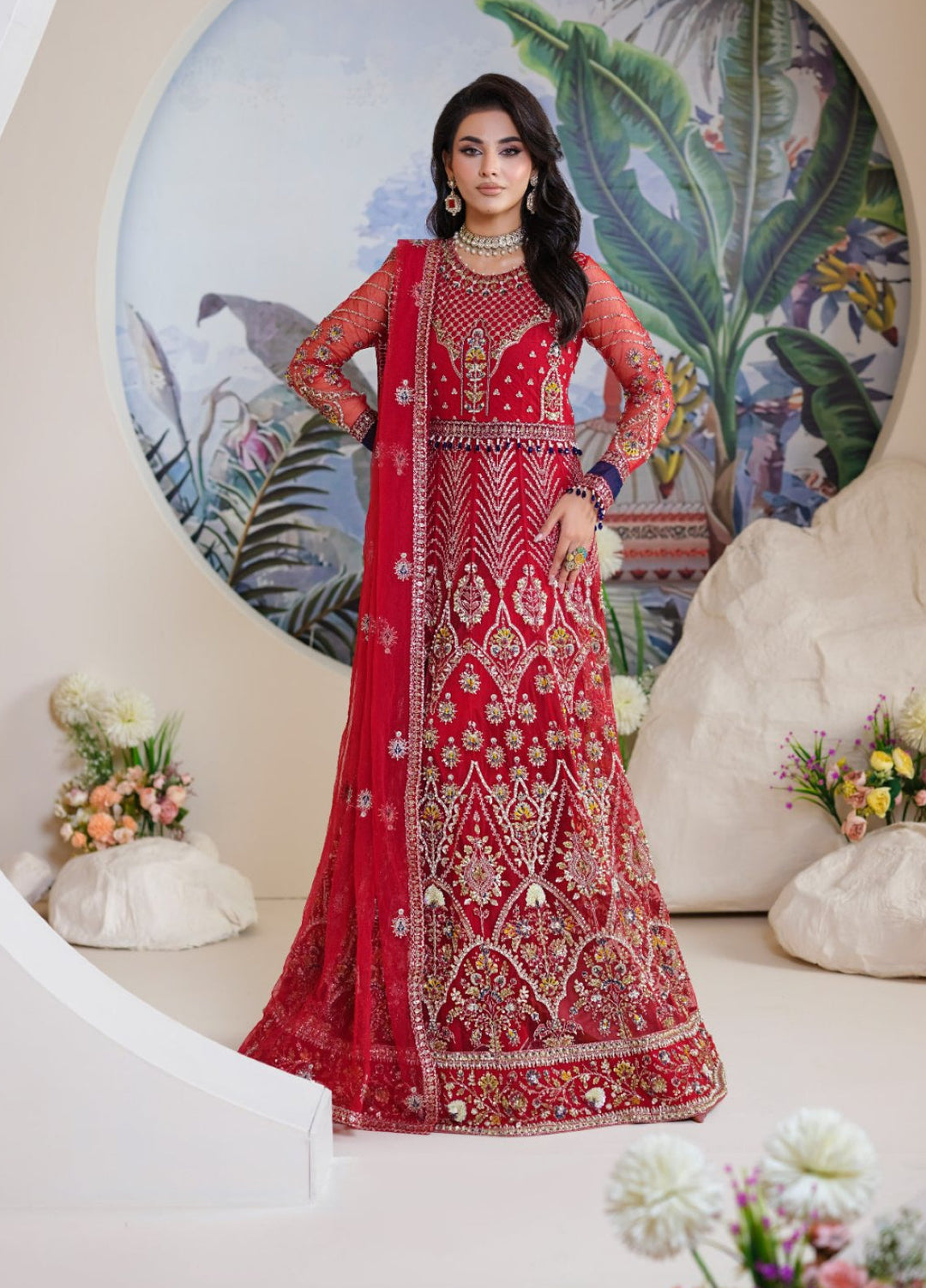 Naqash e Naaz by Waresha 3 Piece Hand work Net WB-06 MEHRU - Formals Collection