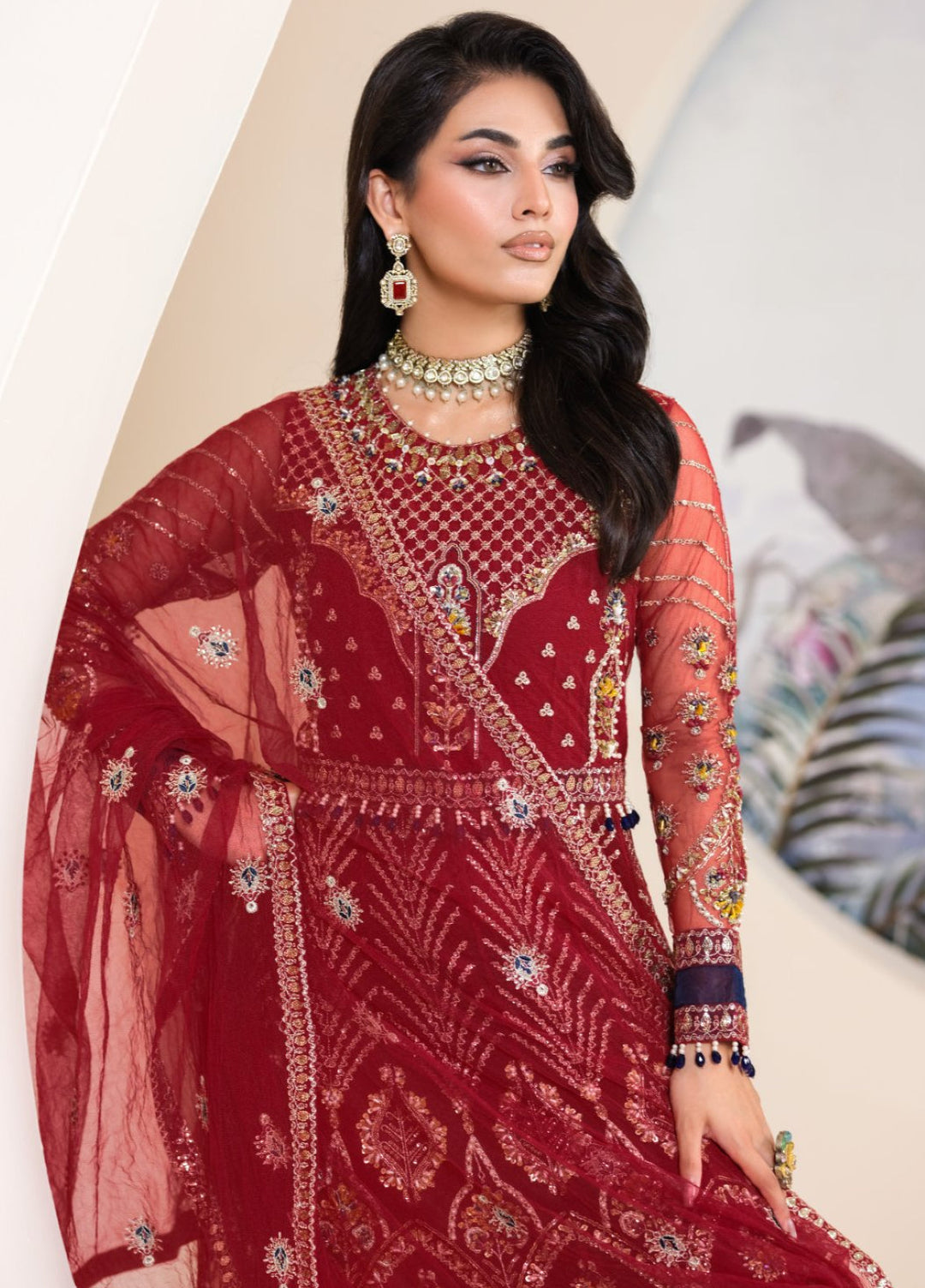 Naqash e Naaz by Wareesha 3 Piece Hand work Net WB-06 MEHRU - Formals Collection