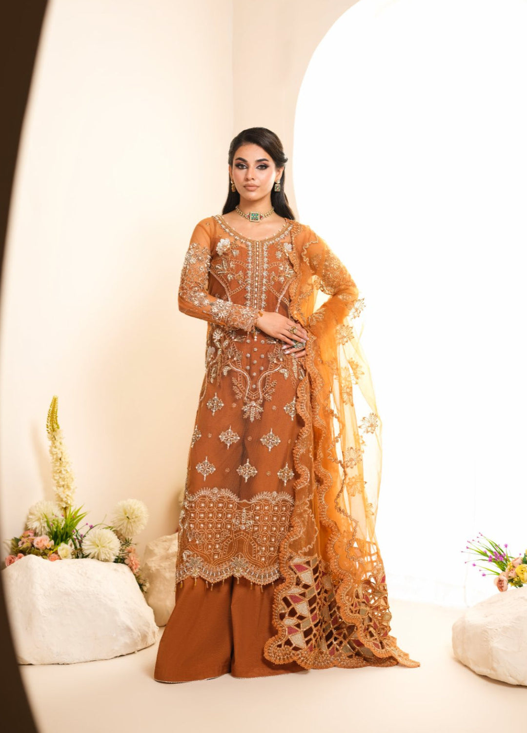 Naqash e Naaz by Waresha 3 Piece Hand work Net WB-07 SAHIBA - Formals Collection
