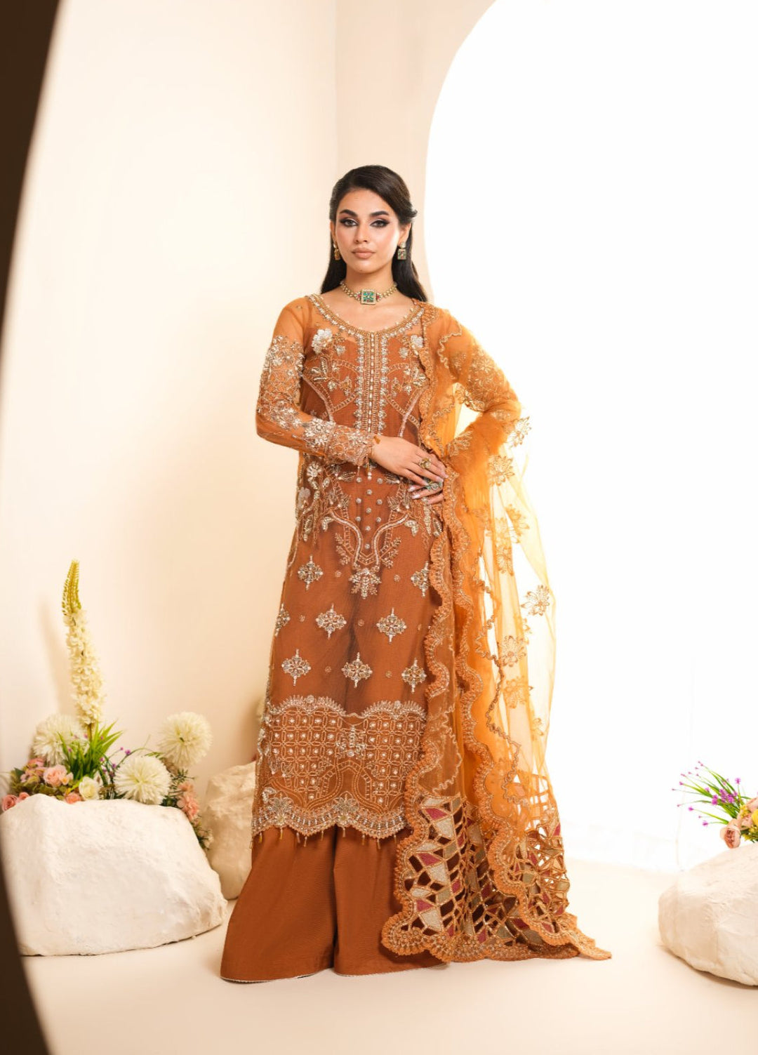 Naqash e Naaz by Waresha 3 Piece Hand work Net WB-07 SAHIBA - Formals Collection