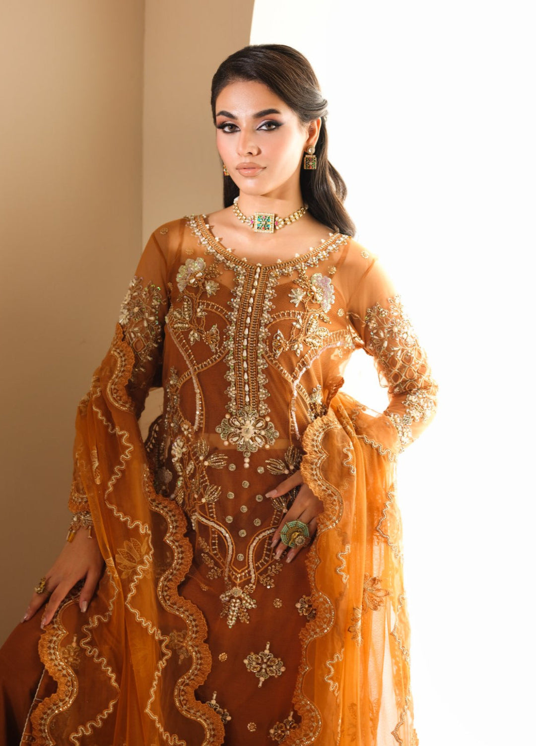 Naqash e Naaz by Waresha 3 Piece Hand work Net WB-07 SAHIBA - Formals Collection