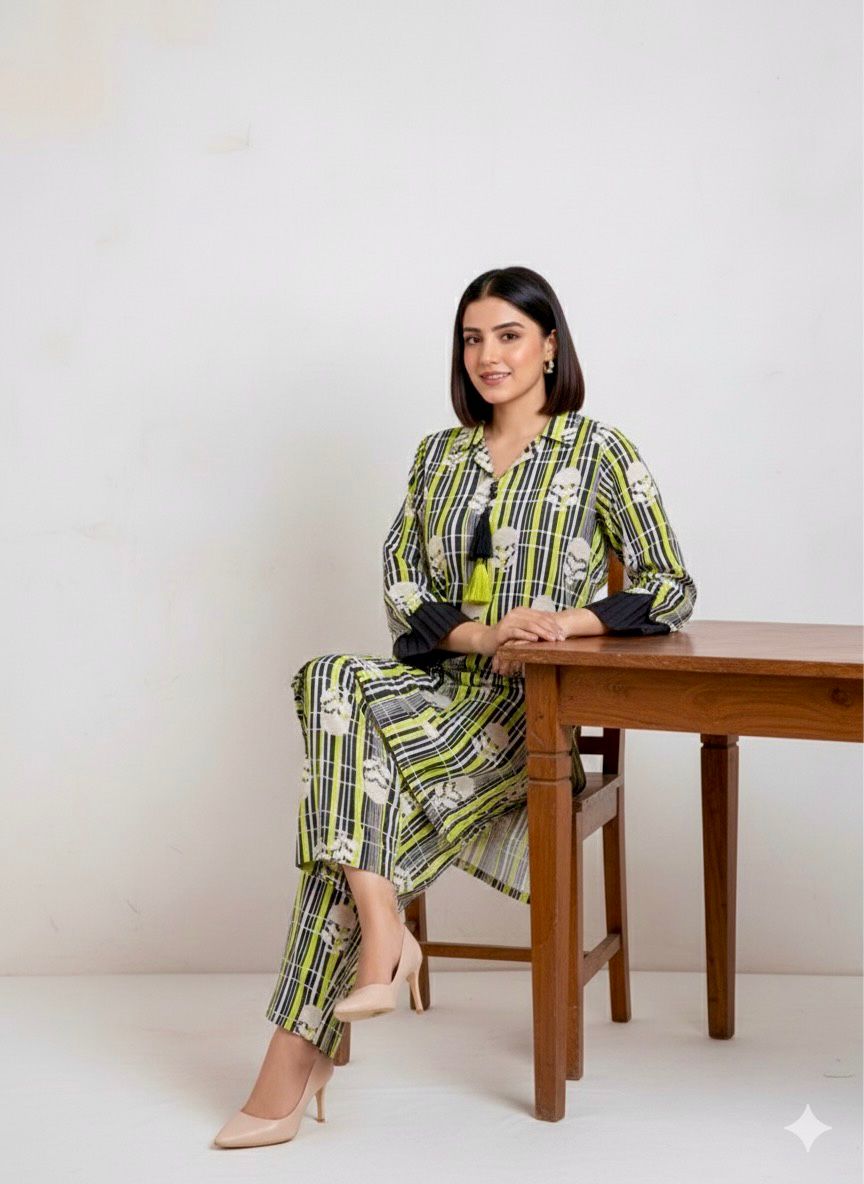 Tosheeza Saith Women Pret Printed Khaddar 2 Piece Black Suit - Winter Collection