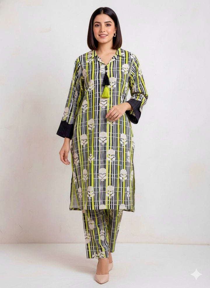 Tosheeza Saith Women Pret Printed Khaddar 2 Piece Black Suit - Winter Collection