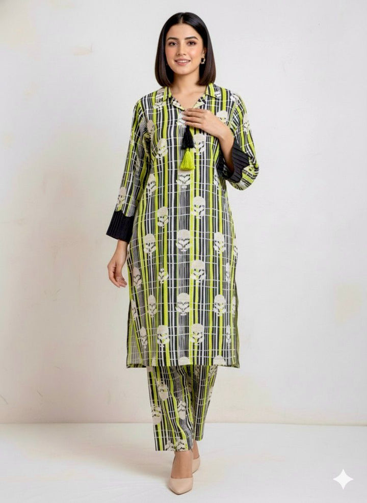 Tosheeza Saith Women Pret Printed Khaddar 2 Piece Black Suit - Winter Collection