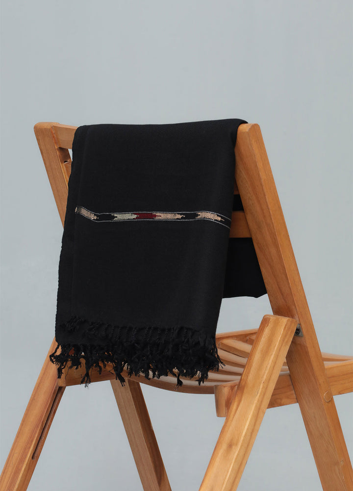 Mazham Mens Wool Shawl Textured 1 Piece Unstitched Black Swati Thread - Winter Collection