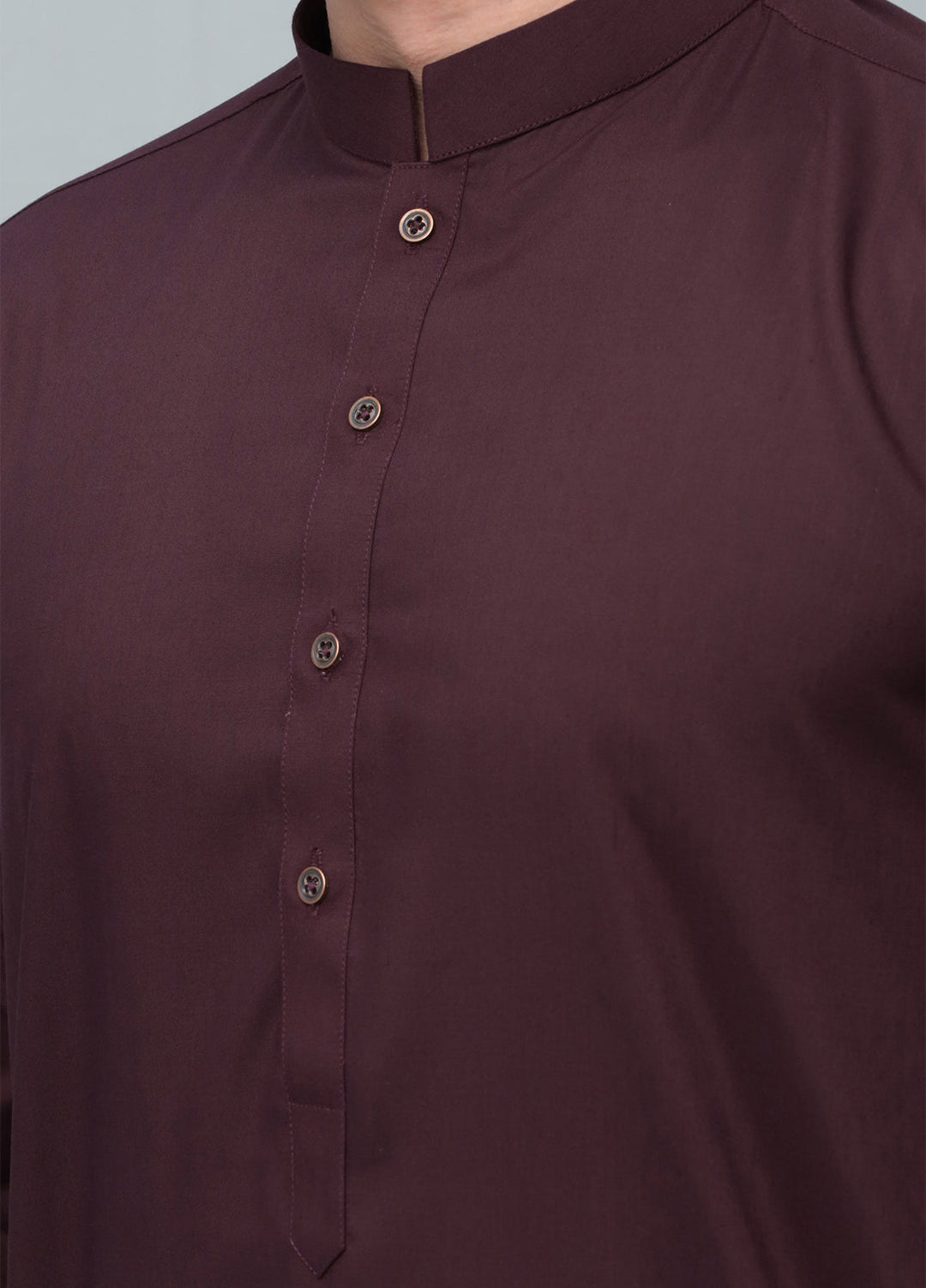 Mazham Mens Pret Blended 2 Piece Solids Dark Marron Kameez Shalwar - Festive Collection