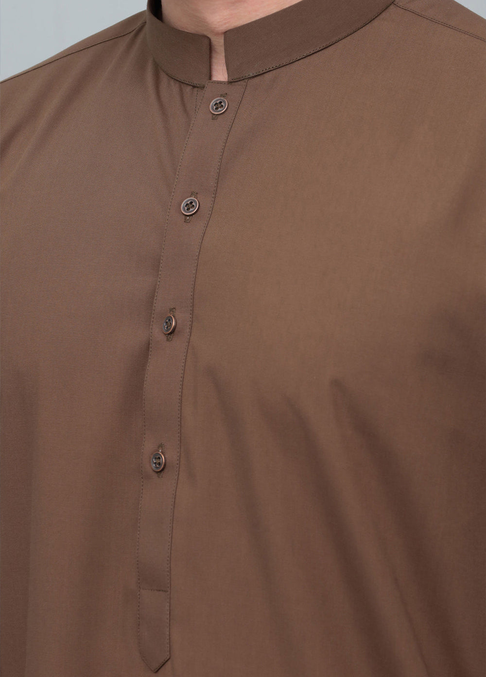 Mazham Mens Pret Blended 2 Piece Solids Coffee Brown Kameez Shalwar - Festive Collection