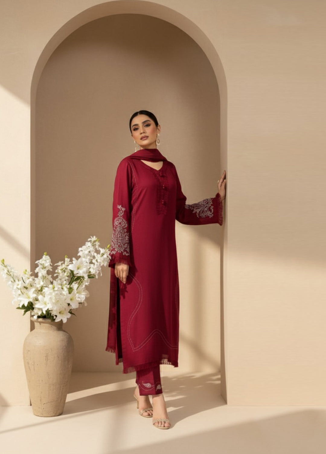 Eira by Mavie Pret Wool 3 Piece Embroidered Zena - Winter Collection
