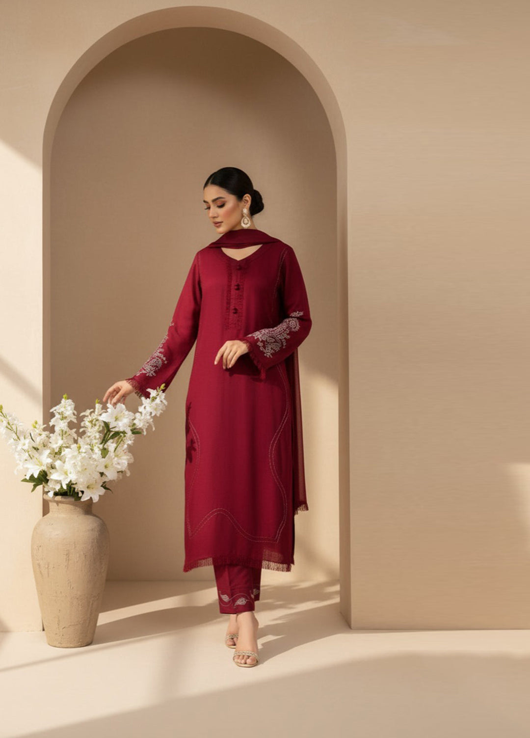 Eira by Mavie Pret Wool 3 Piece Embroidered Zena - Winter Collection