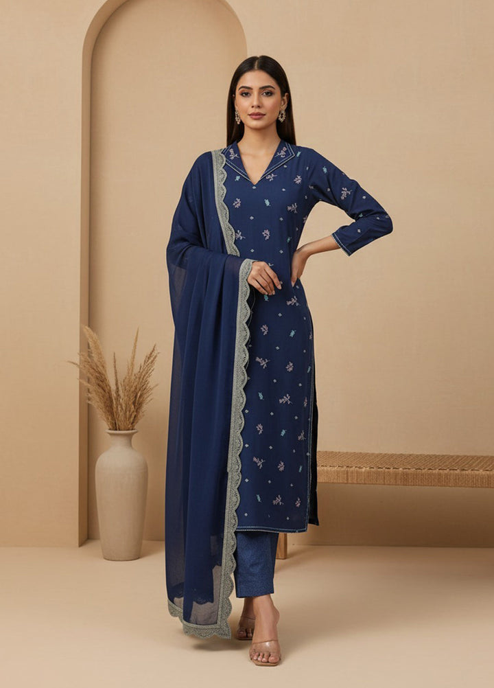 Eira by Mavie Pret Karandi 3 Piece Embroidered Seraya - Winter Collection