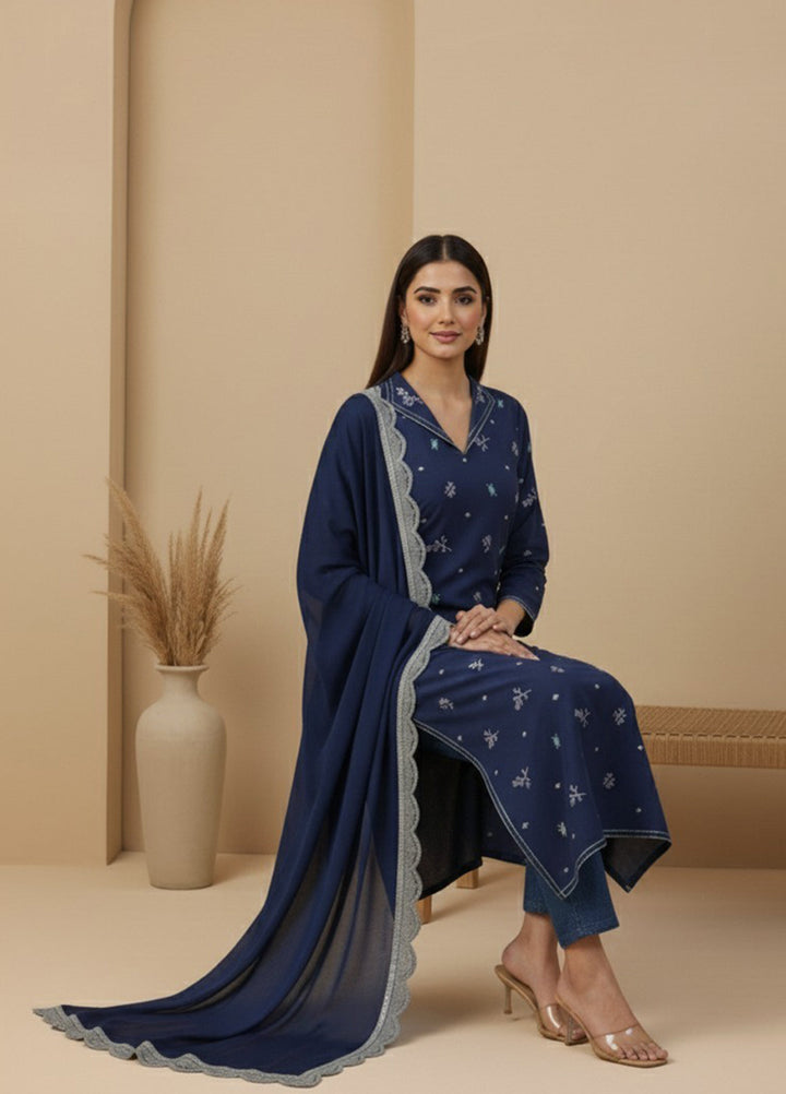 Eira by Mavie Pret Karandi 3 Piece Embroidered Seraya - Winter Collection