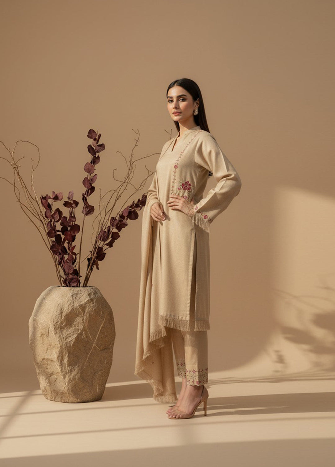 Eira by Mavie Pret Pashmina 3 Piece Embroidered Zephyra - Winter Collection