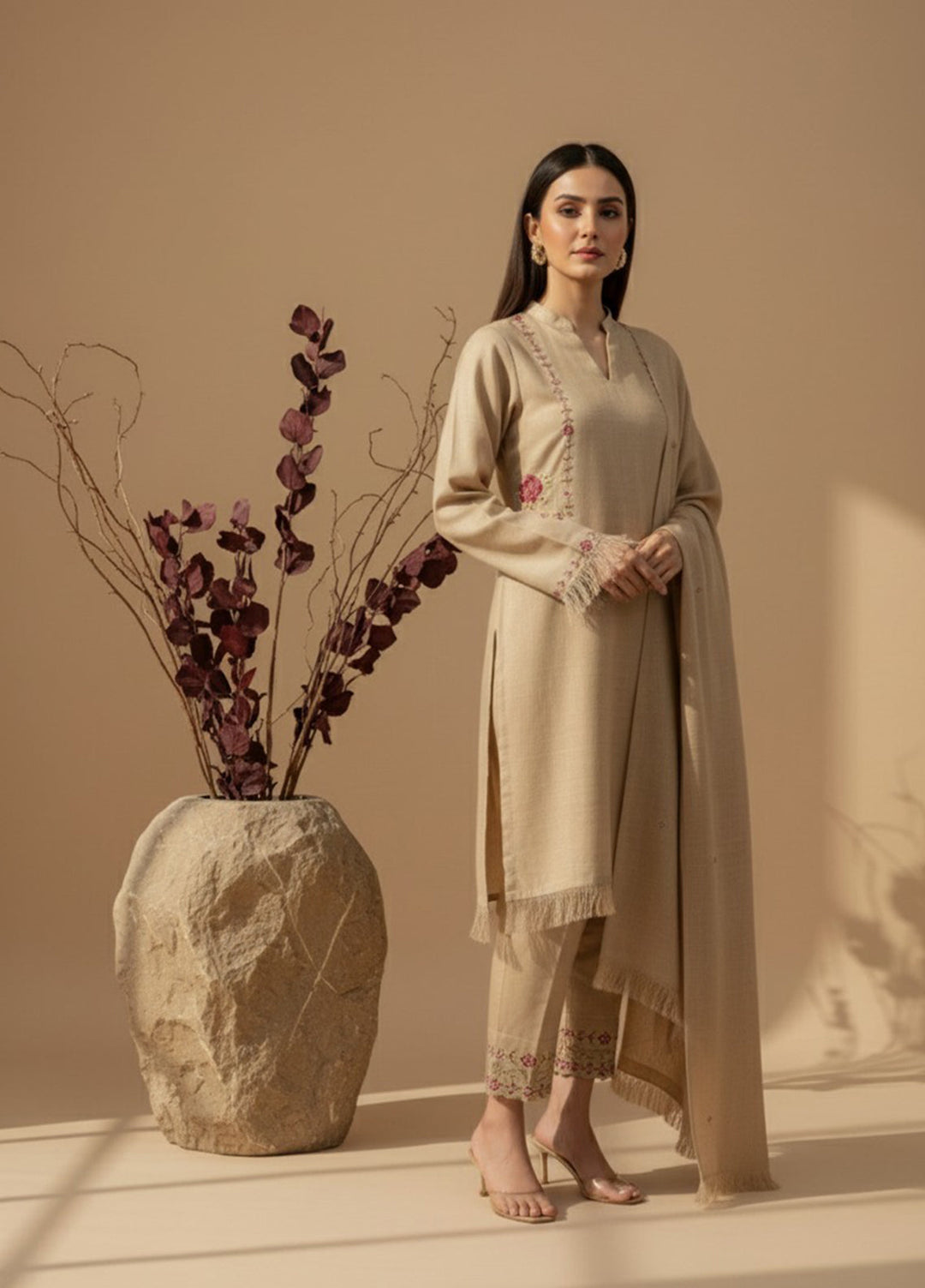 Eira by Mavie Pret Pashmina 3 Piece Embroidered Zephyra - Winter Collection