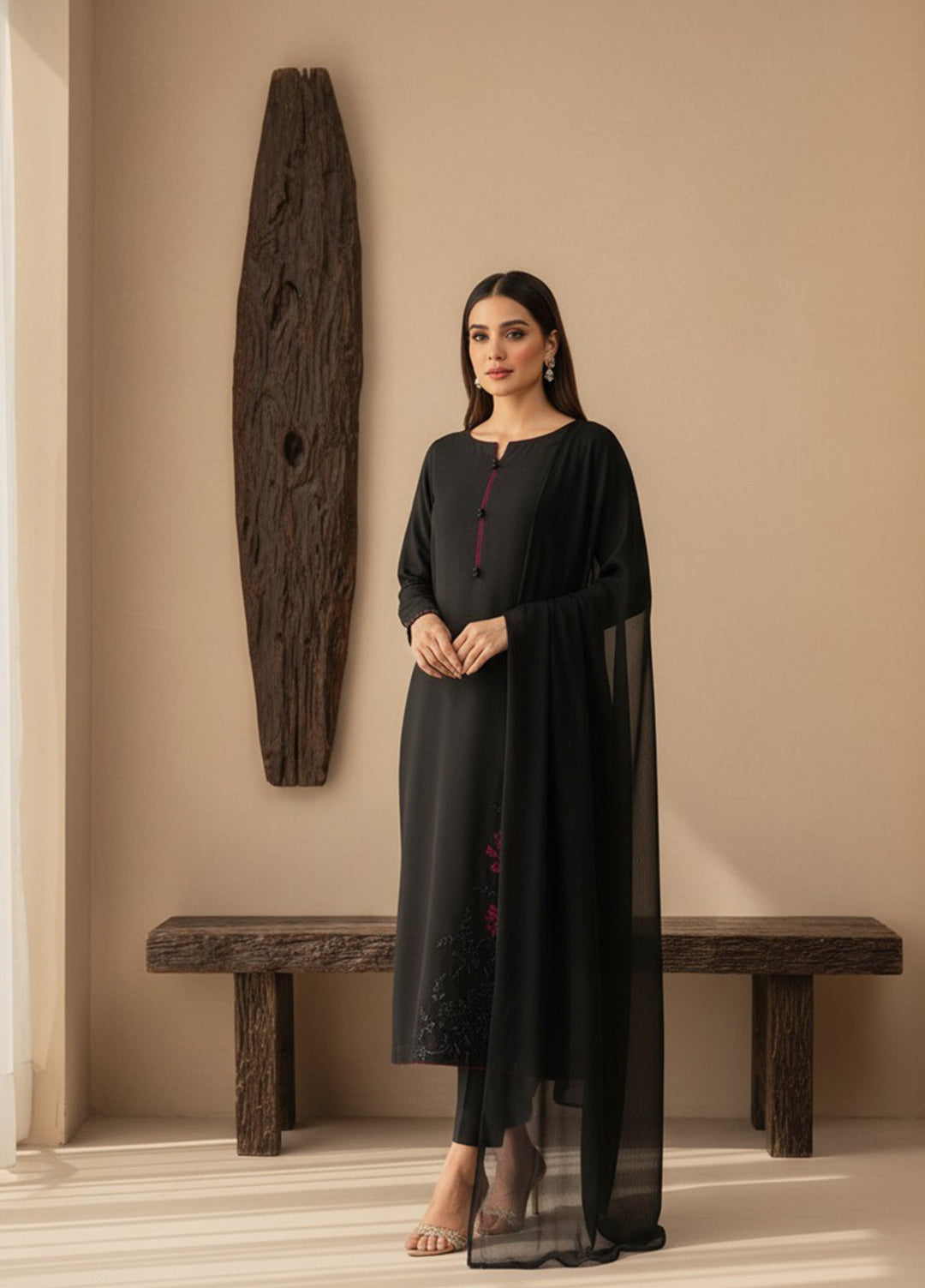 Eira by Mavie Pret Raw Silk 3 Piece Embroidered Avelin - Winter Collection