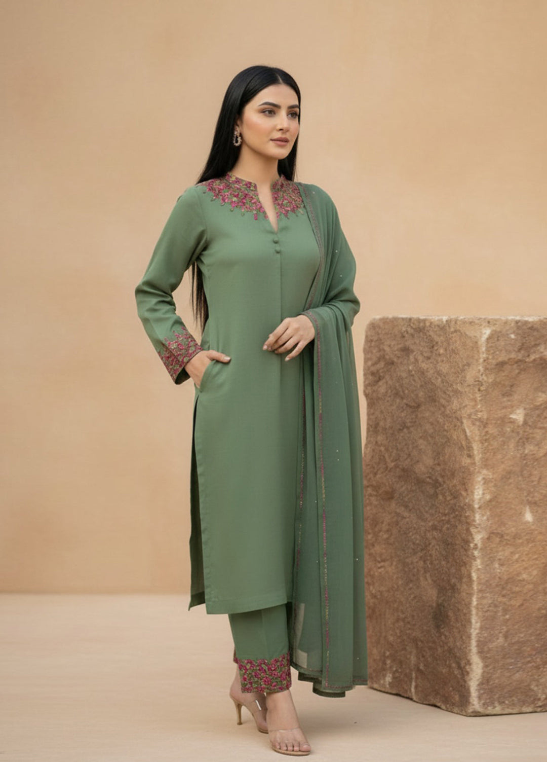 Eira by Mavie Pret Wool 3 Piece Embroidered Nyssa - Winter Collection