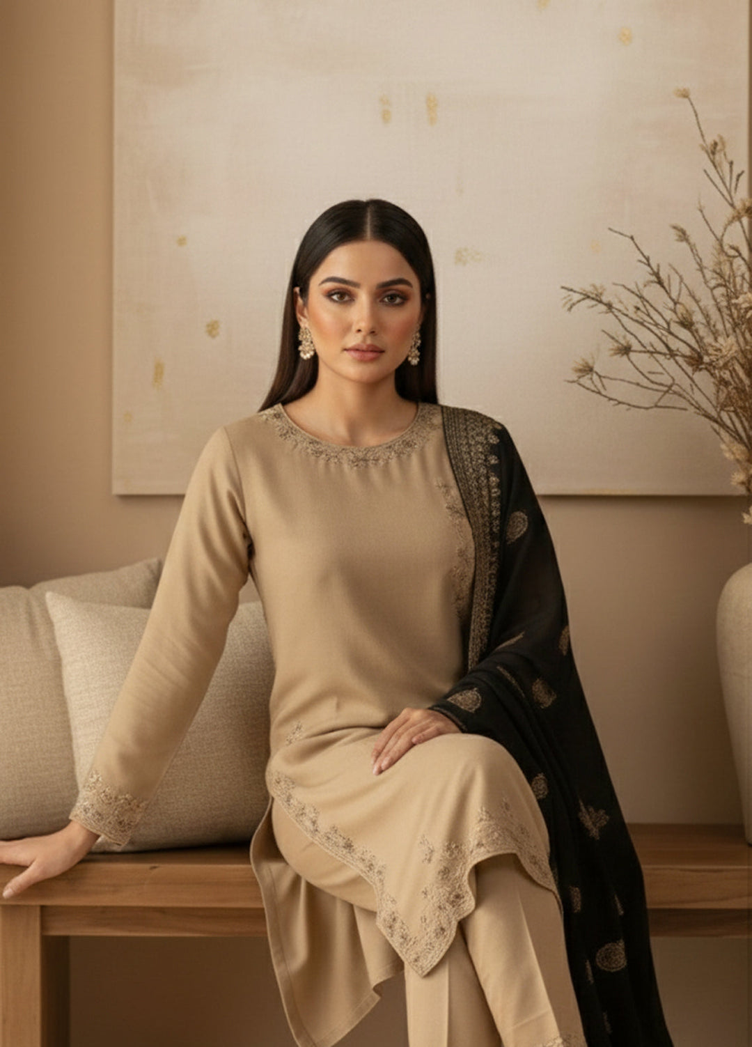 Eira by Mavie Pret Karandi 3 Piece Embroidered Maris - Winter Collection