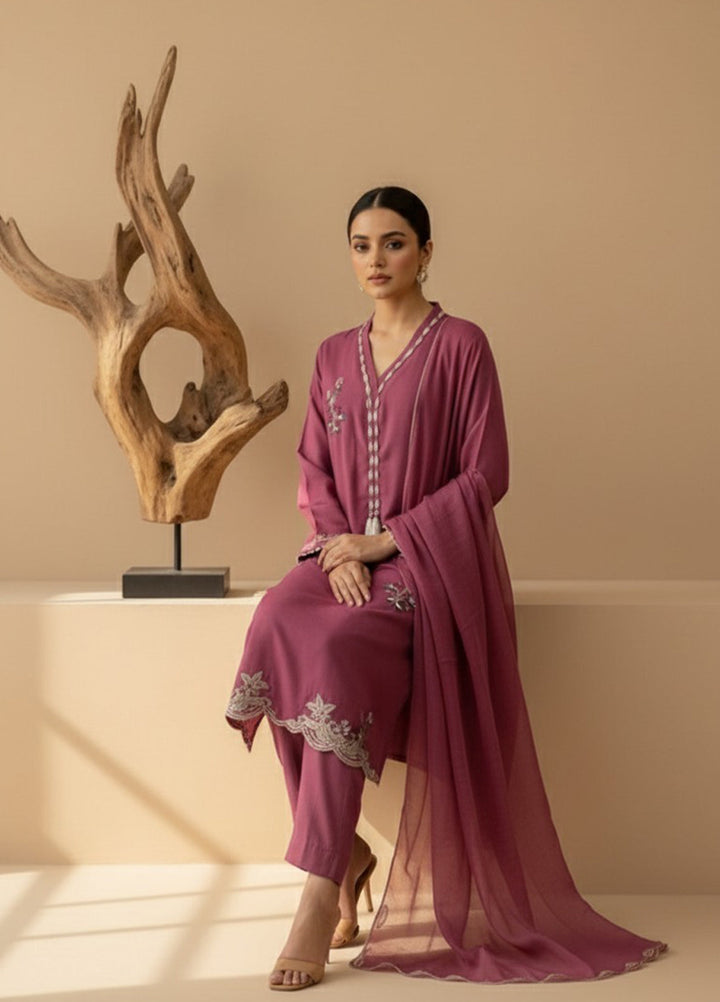 Eira by Mavie Pret Cotton Net 3 Piece Embroidered Ayla - Winter Collection